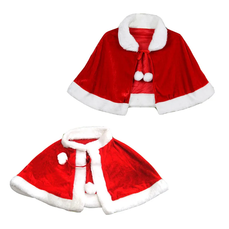

Christmas Red Color Cloak Kids and Adult Size Peuche Cappa Santa Lacerna with Xmas Hat for Winter
