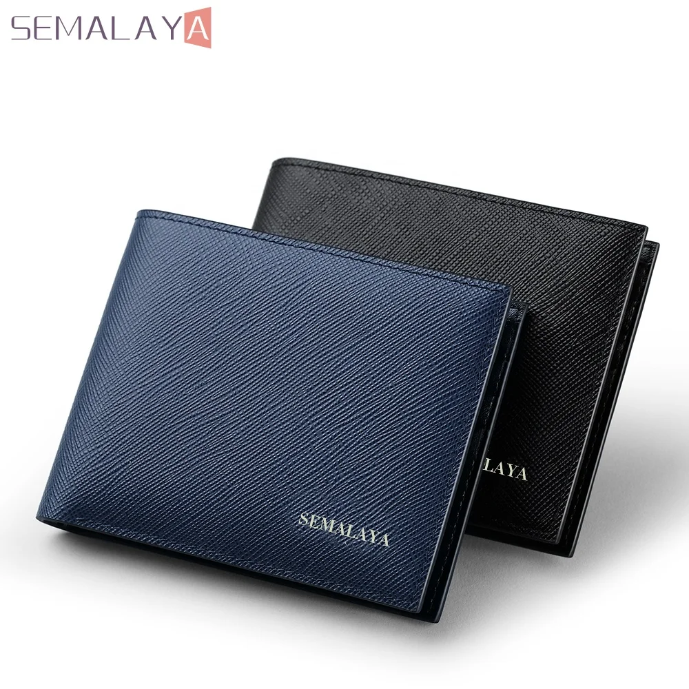 

Hot Sale Men Leather Short Wallet bifold purse wallet men rfid genuin leather black blue be choose accept custom