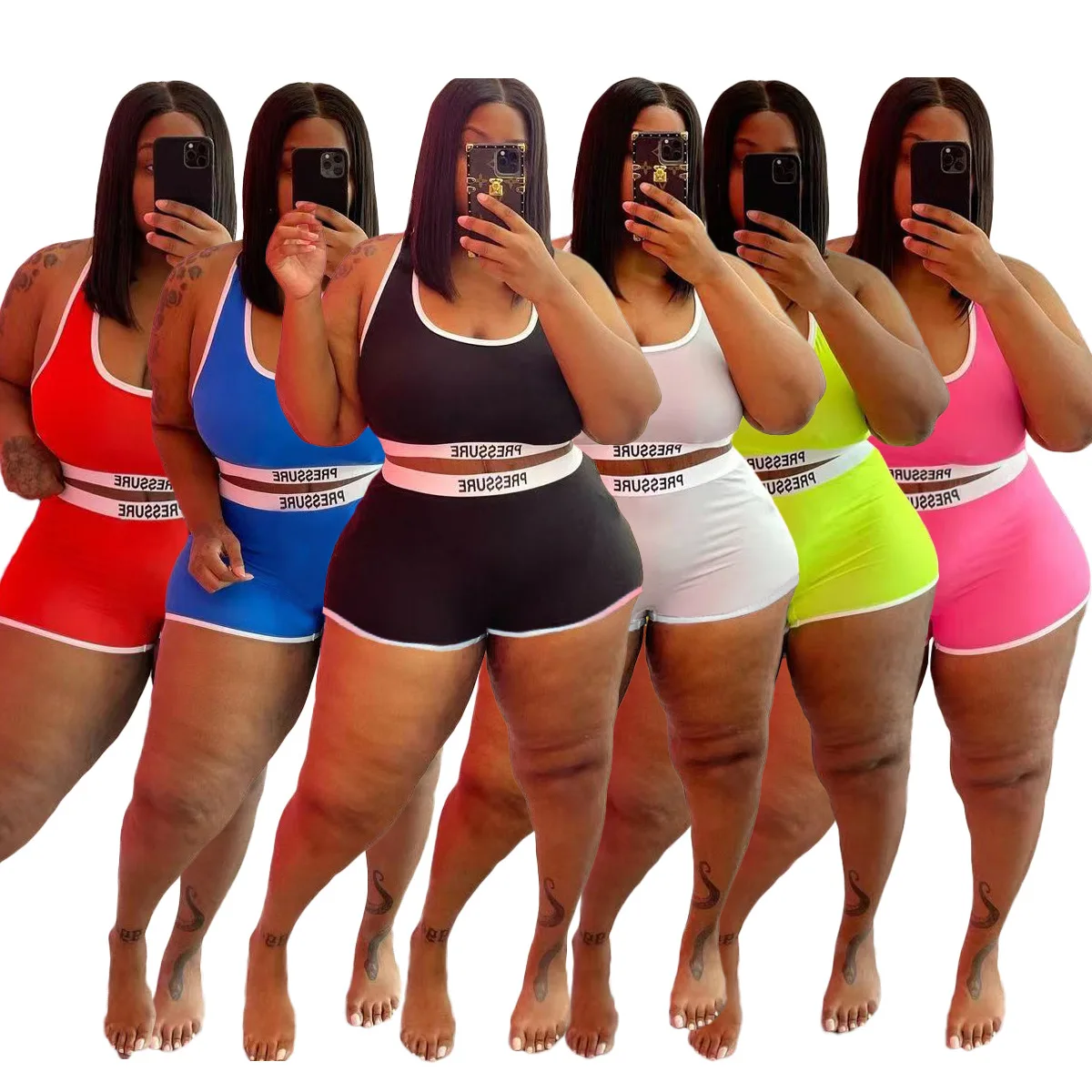 

New fat woman solid color Plus Size Bathing Suits Fashion casual sexy letter printing Plus Size Swimwear 2021