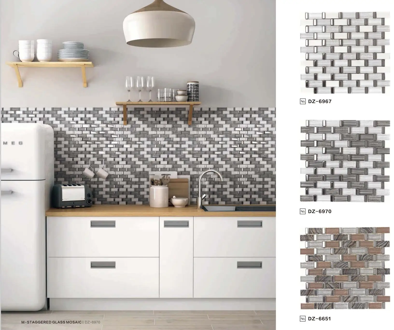 Super maket Top Selling Laminated Glass Mosaic tile Grey Mosaic for bathroom and kitchen Foshan China