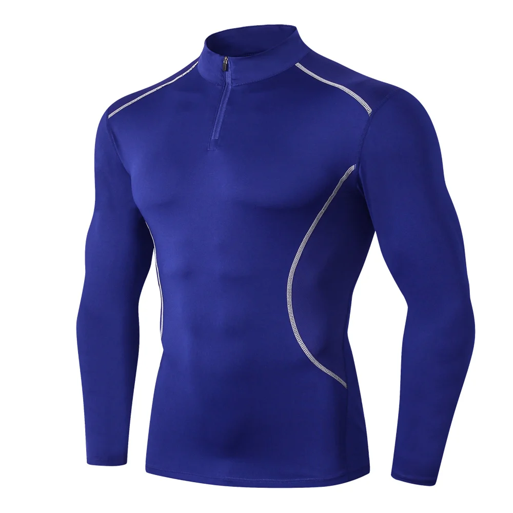 

New Autumn Running Hoodies Men Long Sleeve Sweatshirts Sports T Shirts High Elastic Stand Collar Hoodies, Customized color