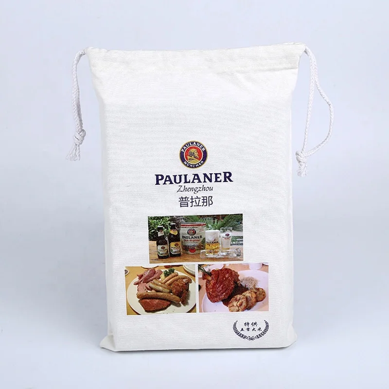 

Recycle Folding Cotton String Bag Large Drawstring Sports Gym Bag, Beige