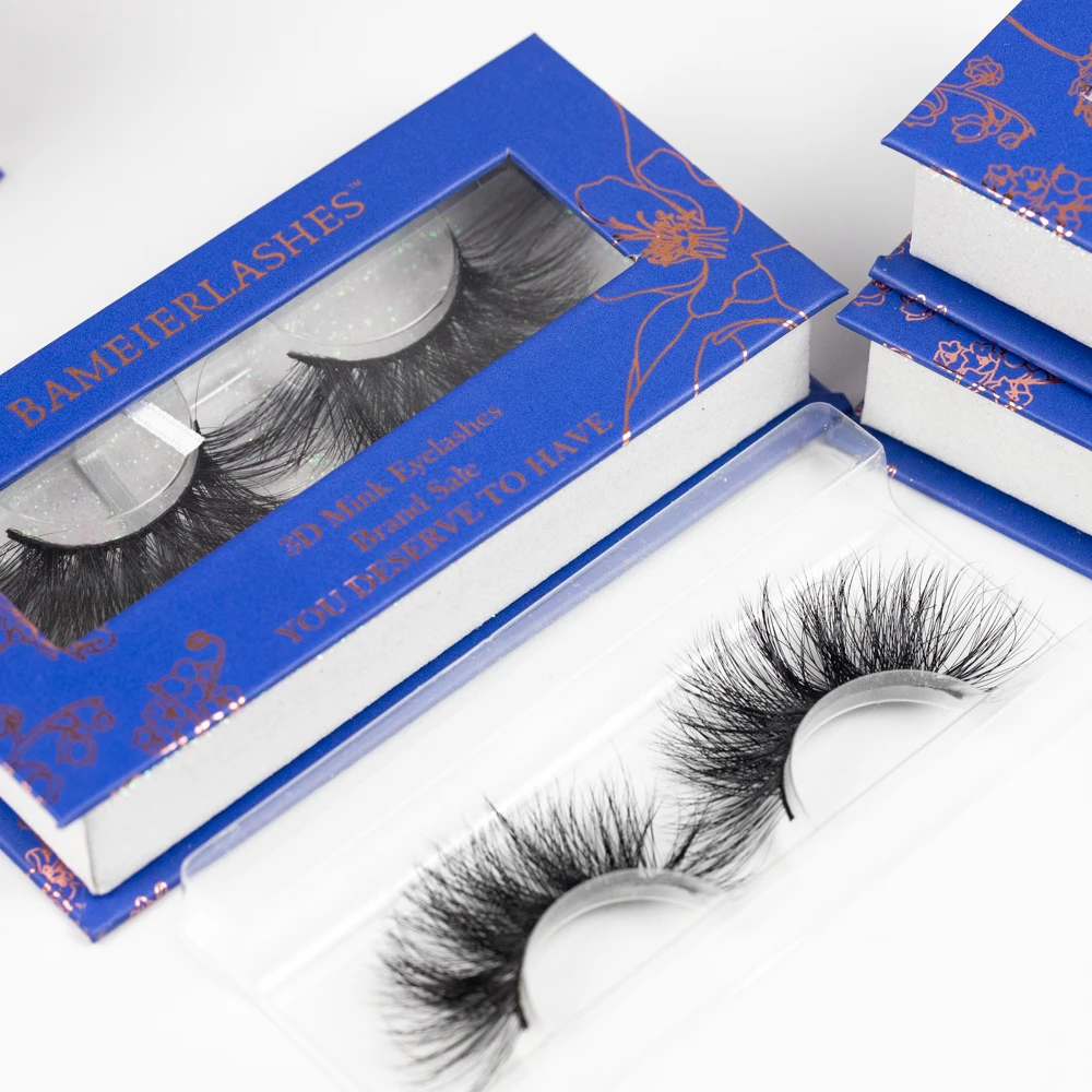 

Bameier Brand 25mm mink 18mm natural length eyelash make up lash packaging boxes, Natural black