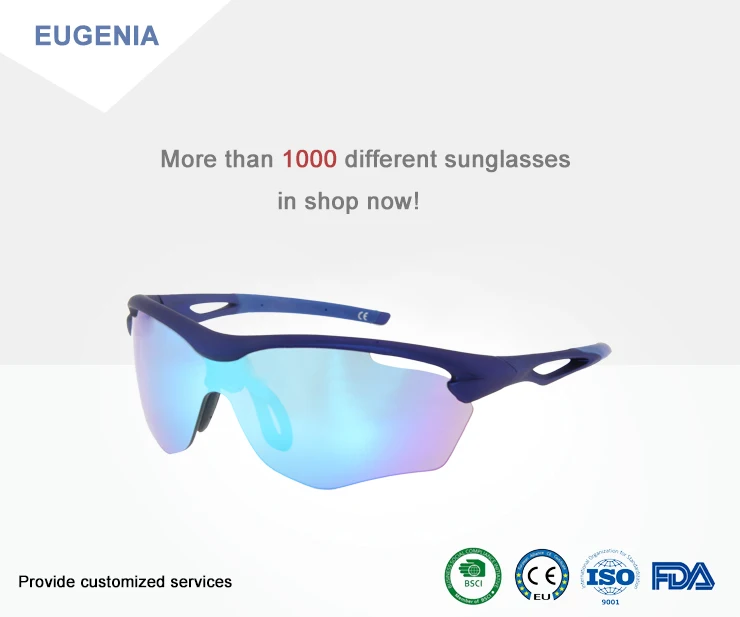 EUGENIA Gafas De Sol Hombre Mirrored Lenses Cycling Double Injection Sport Sunglasses