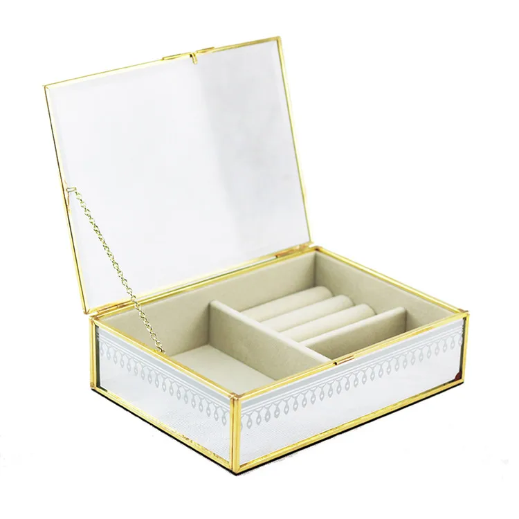 

Hot Sales Luxury Exquisite Glass Silver Jewelry Packaging Box