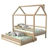 Kids family house bed solid wood pine natural size colour customized with trundle