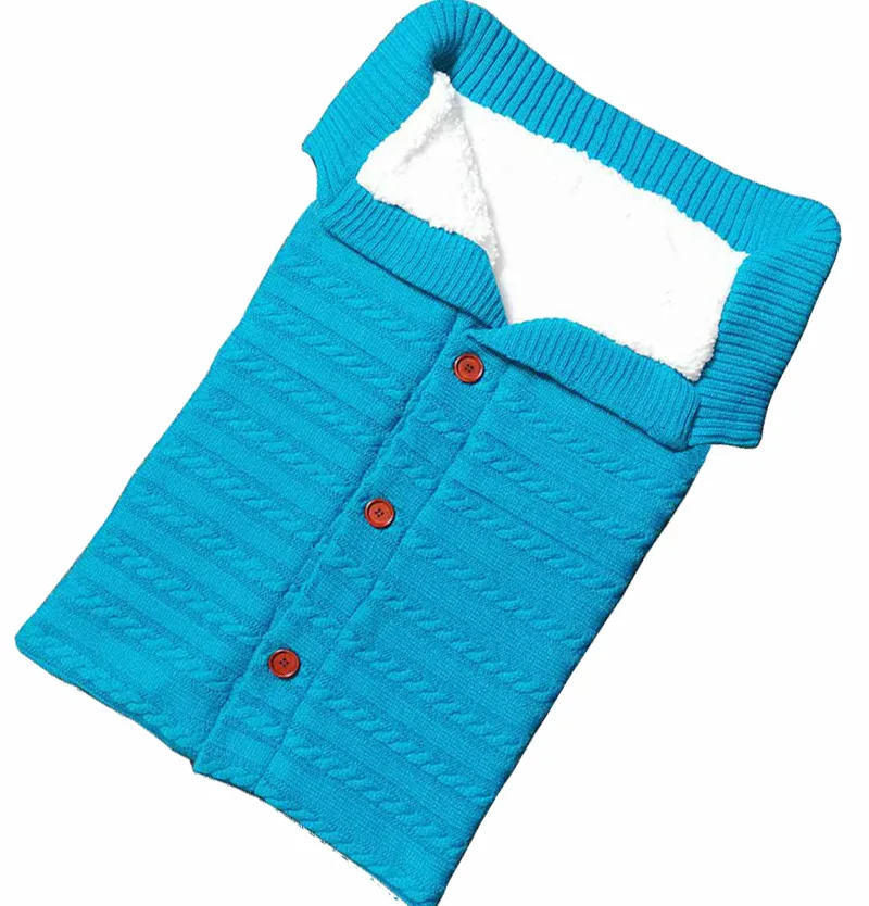 
Baby Sleeping Bag Envelope Winter Kid Sleepsack Footmuff Stroller Knitted Sleep Sack Newborn Swaddle Knit Wool Swaddle Wrap 