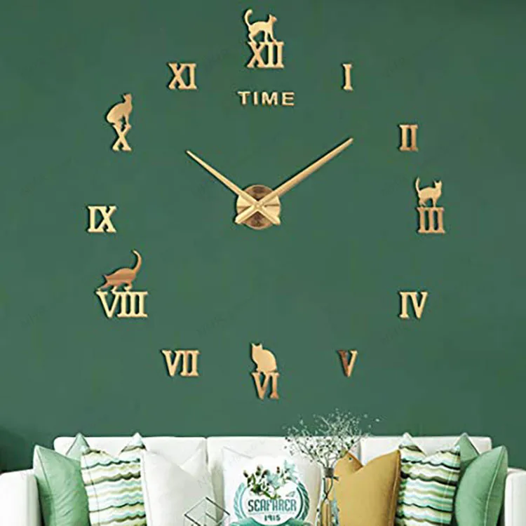 

3D Mirror Surface Acrylic 3D Diy Wall Clock, Customized color