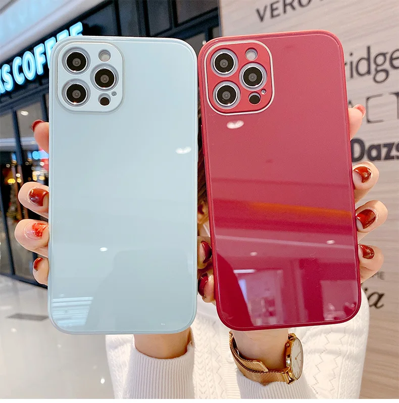 

Luxury Women Girls Camera Protector Tempered Glass Back Flexible Soft TPU Bumper Mobile Phone Case For iPhone 12 11 Pro Max