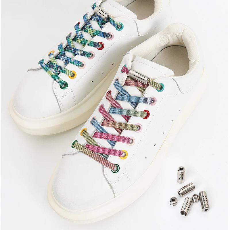 

2022 new elastic incense buckle no tie shoelace metal lock creative shoelace children adult sneakers flat lazy shoelaces
