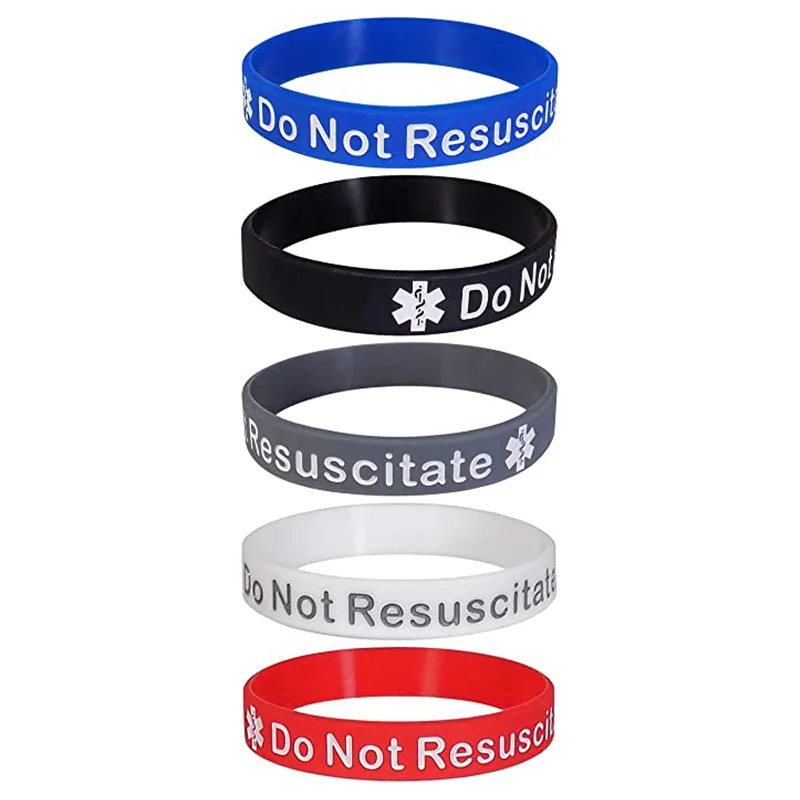 

RESUSCITATE Medical Alert ID Silicone Bracelet Wristbands, Any color