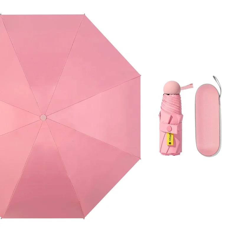 

Cheap Ultra Small Custom Private Label Woman Color Windproof Parasol Mini Pocket Travel Sun Rain 5 Folding Umbrella, Customized color acceptable