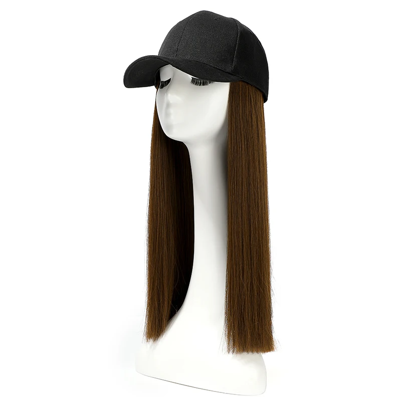 

Human Made Fiber Natural Soft Hair Wigs Extensions Baseball Long Straight Cap Hats Wig, Customized colors