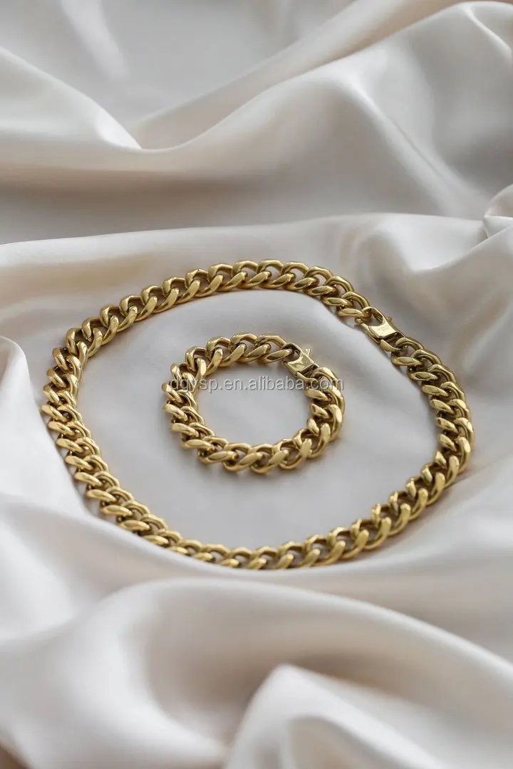 黄金厚重链条手镯古巴链接手镯批发定制手镯 - buy stainless steel