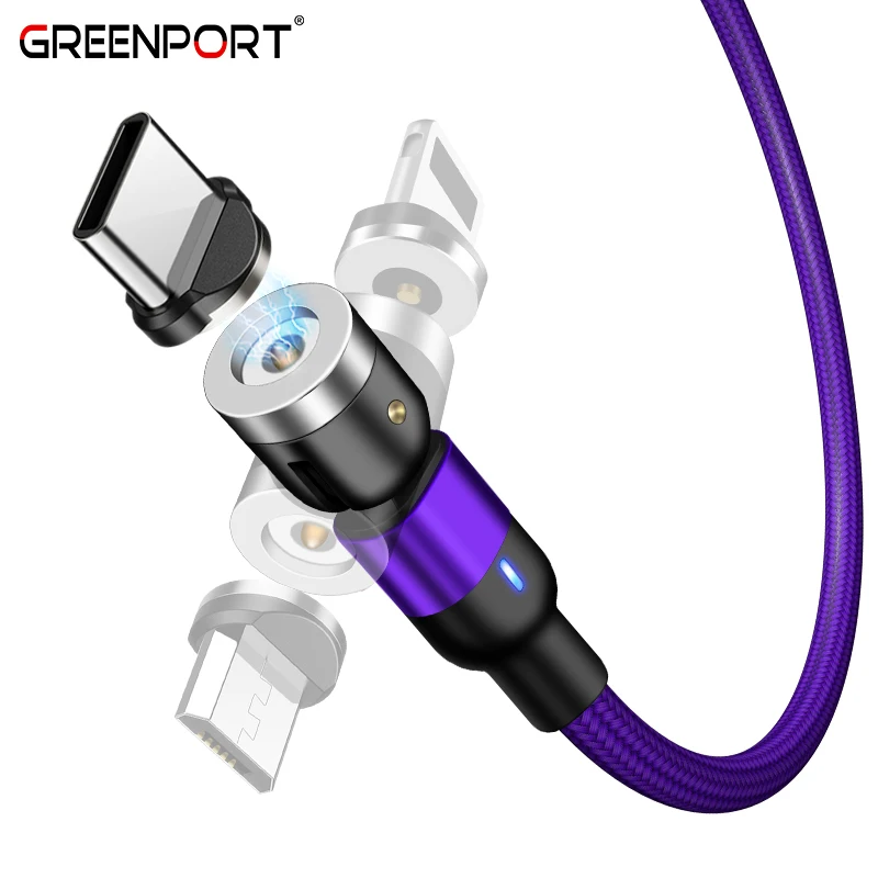
Wholesale 3 in 1 magnetic usb cable 2.4A fast charge 540 degree rotation data magnetic charging cable 