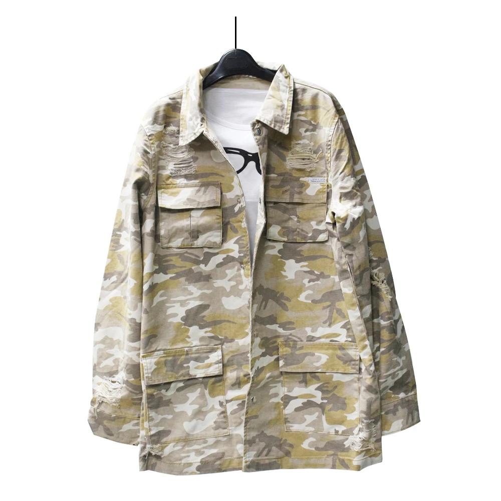 

Lady camo print denim woman loose style boyfriend jacket long womens jacket
