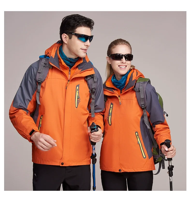 

Men's 3 in 1 Jacket Waterproof Windproof Ski Jackets Outdoor Hooded Snow Coat with Detachable Inner fleece lined jacket