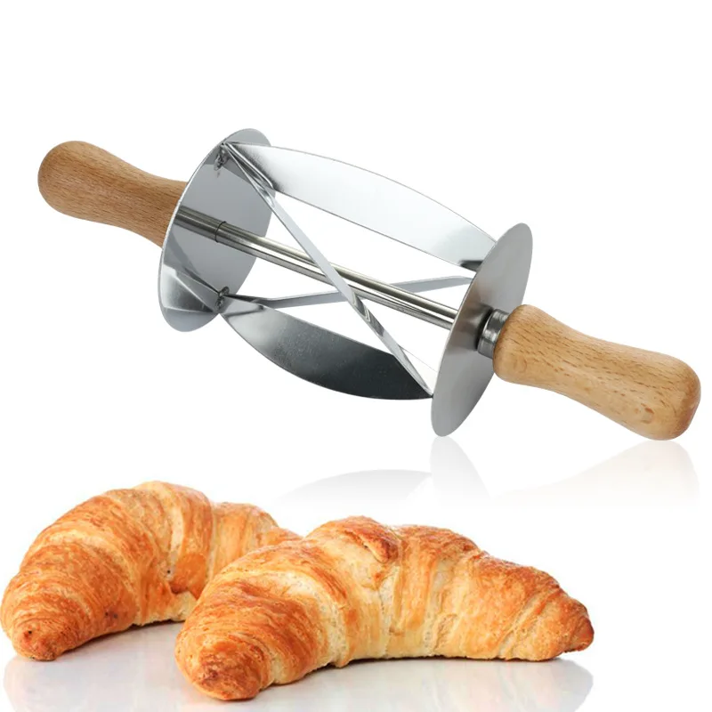 

Stainless Steel Dough Cutter Croissant Roller Slice Pastry Dough Croissant Cutter, Sliver