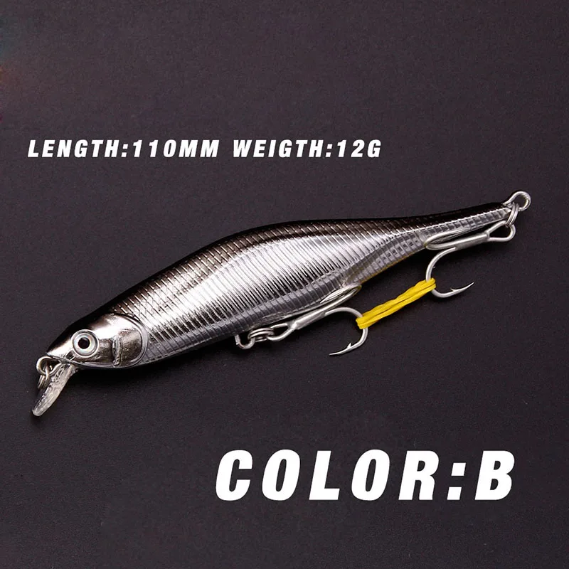

Lures Fishing 12g 110mm Minnow Lure Bass Wobblers Pesca Bait M331, 5 colors