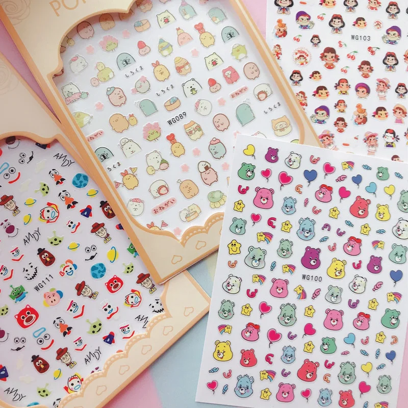 

2022 Nail Art Stickers Cute Cartoon Nail Decals Nail Accessories for Women Kids