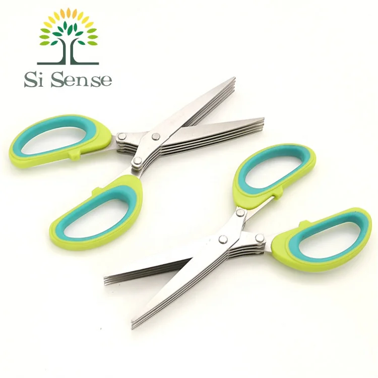 

Multipurpose Stainless Steel Cutting Paper Kitchen Herb Scissors Shears with 5 blades And Cover