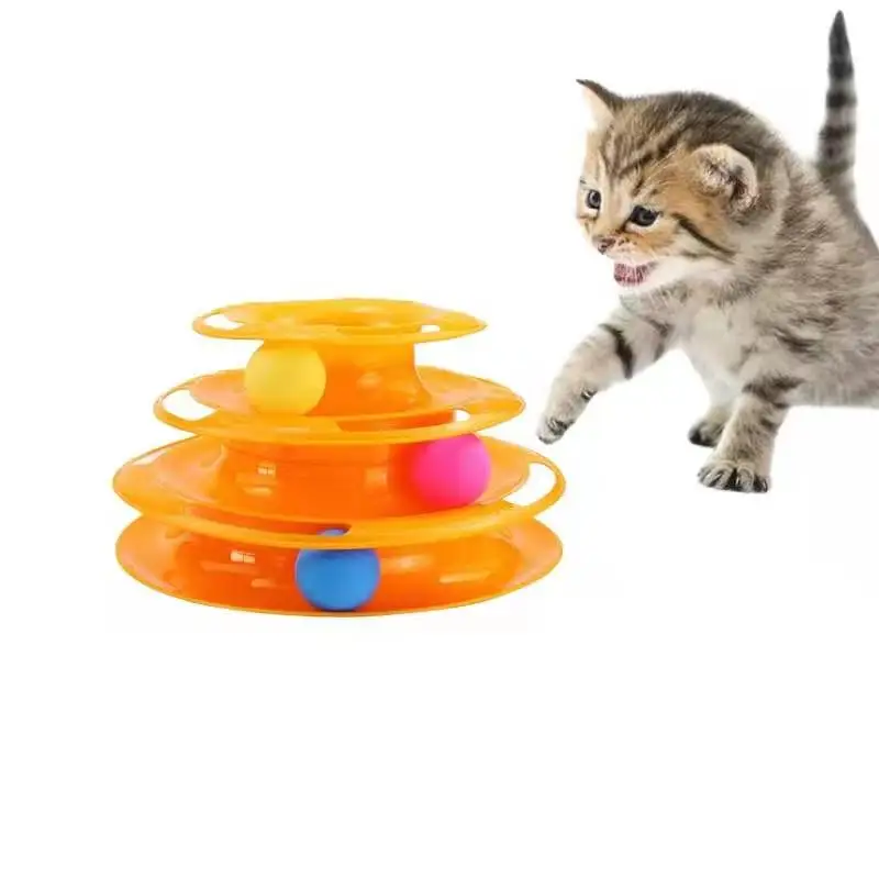 

2021 New Three Levels Pet Toy Tower Tracks Disc Intelligence Amusement Triple Pay Disc Toys Ball Training Amusement, Green orange