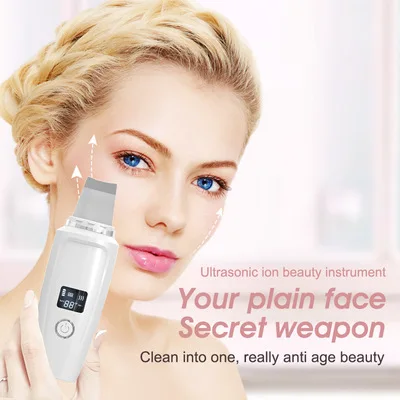 

2021 face exfoliator heating care tool lifting professional spa salon ultrasonic skin scrubber with water mist