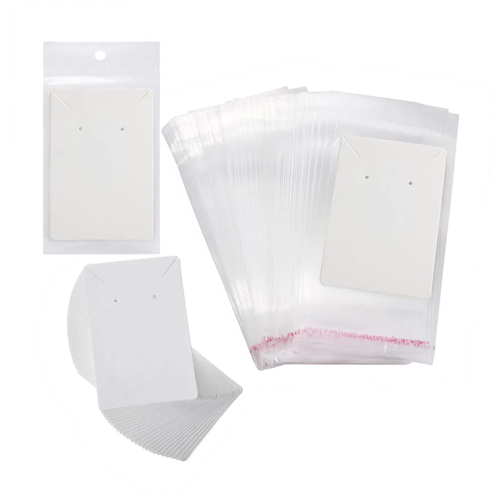 

Blank Earrings Holder Display Kraft Color Earring And Necklace Jewelry Set Paper Cards With Clear Self-Sealing Opp Plastic bag, As picture