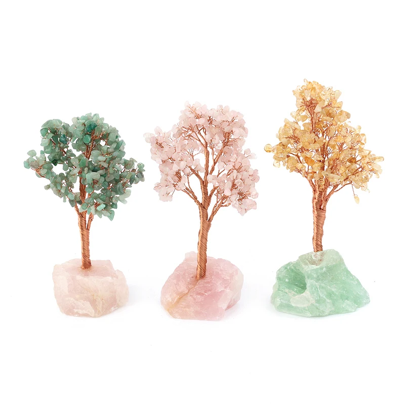 

Wholesale fengshui crystal tree gemstone money wedding quartz ornaments ingot natural bonsai centerpiece christmas base