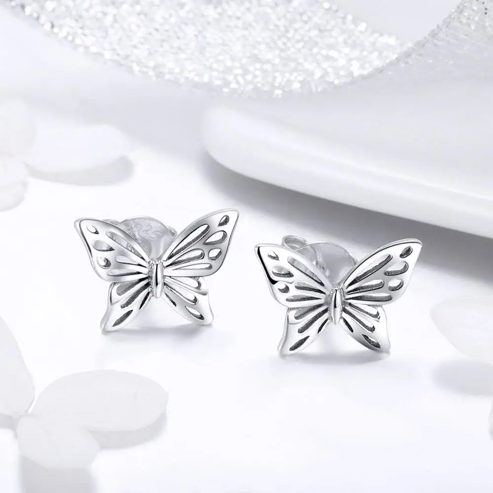 

amazon cubic zirconia setting 925 Sterling silver Tiny butterfly stud earrings