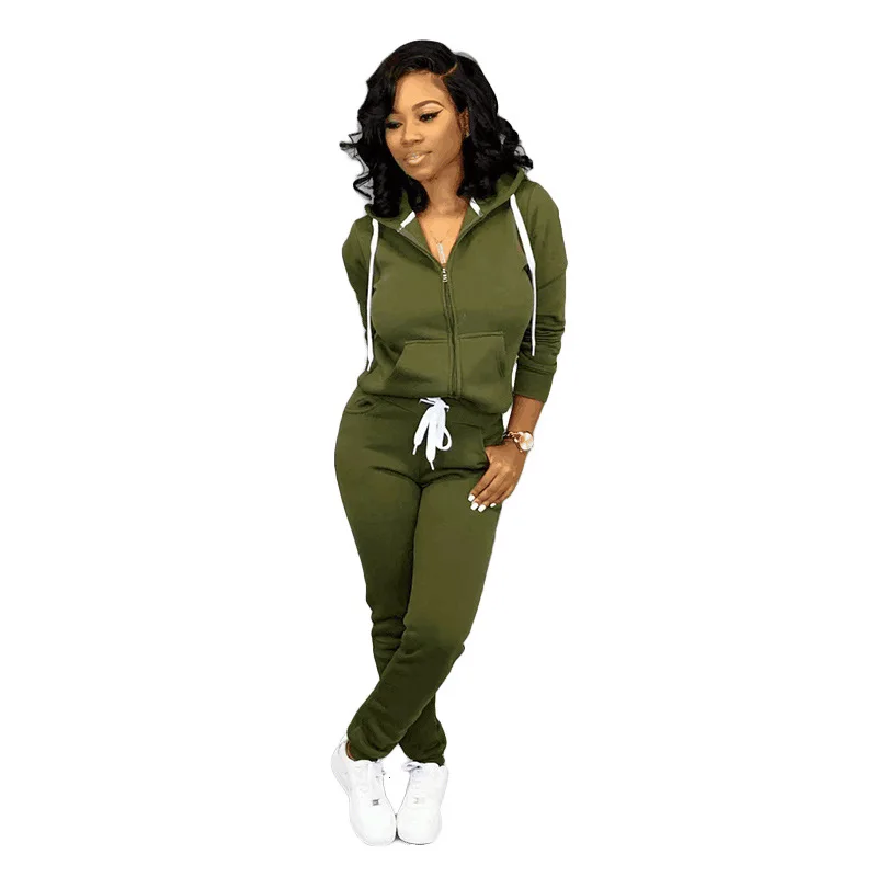 

custom women tracksuit two piece set hoody sweatsuit, Green, red , blue