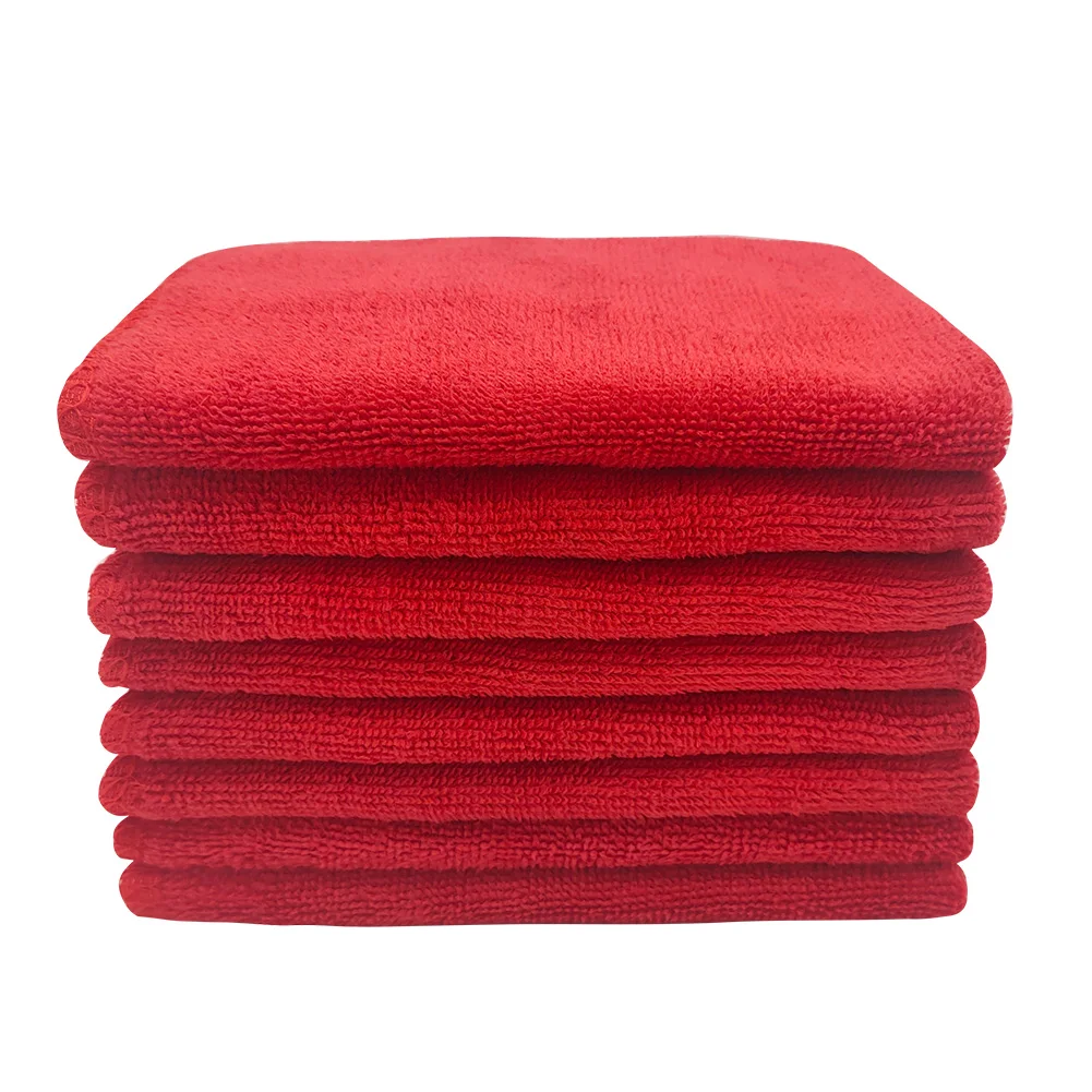 

Microfiber Cleaning Towel Eco-Friendly Sustainable  250GSM Red Color 8 PIECES High Performance Reusable Soft Plush Touch