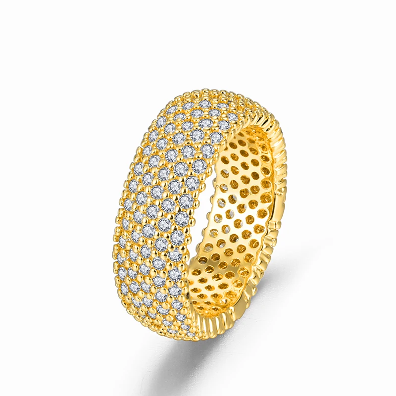 

Dubai high quality luxury star zircon ring copper plated 18K round ring designed for women jewelry, Golden