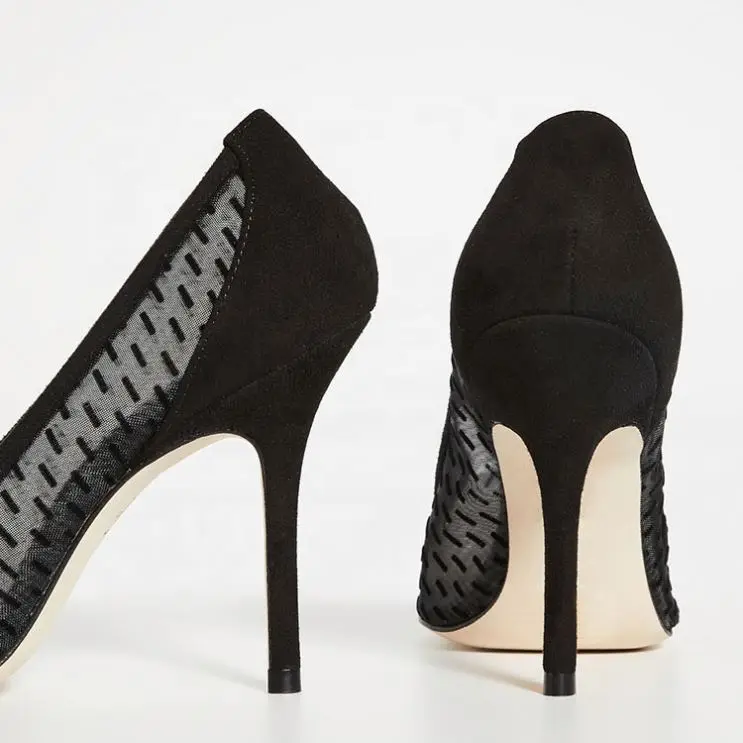 

wholesale High Heel Stiletto Women's Pumps Black Ladies women Gauze mesh Wedding Sexy Shoes Heels For Lady, Customized color