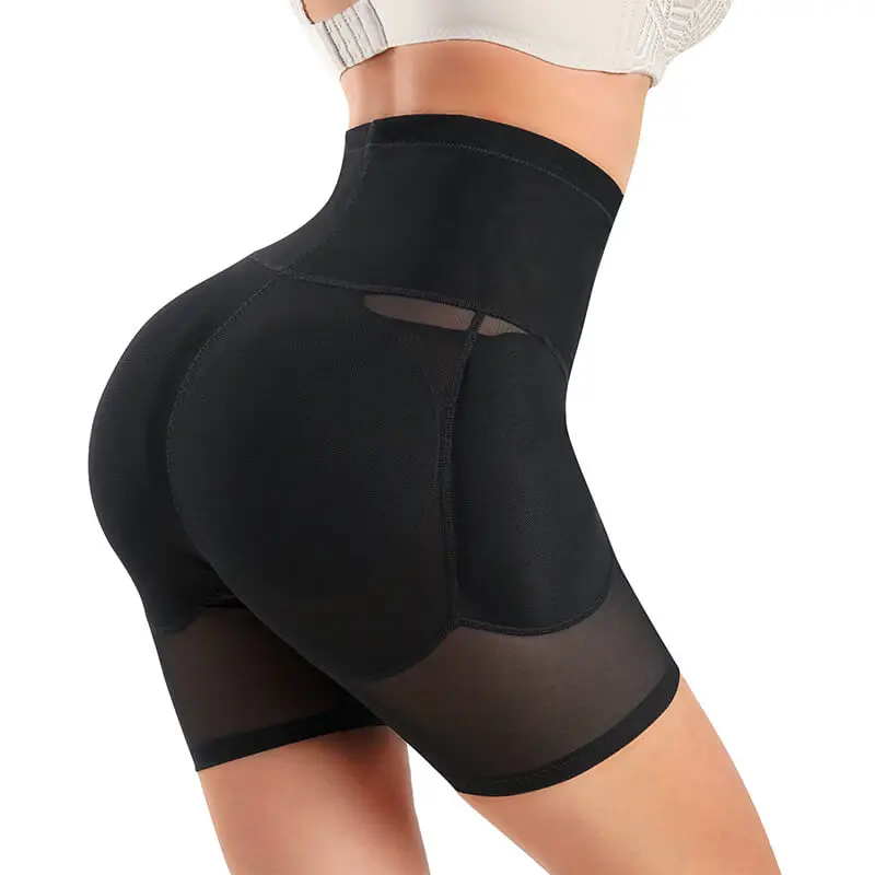 

Women Body Shapewear Black High Waist Tummy Control Panties 4 Padded Enhance Hip Butt Lifter Shaper