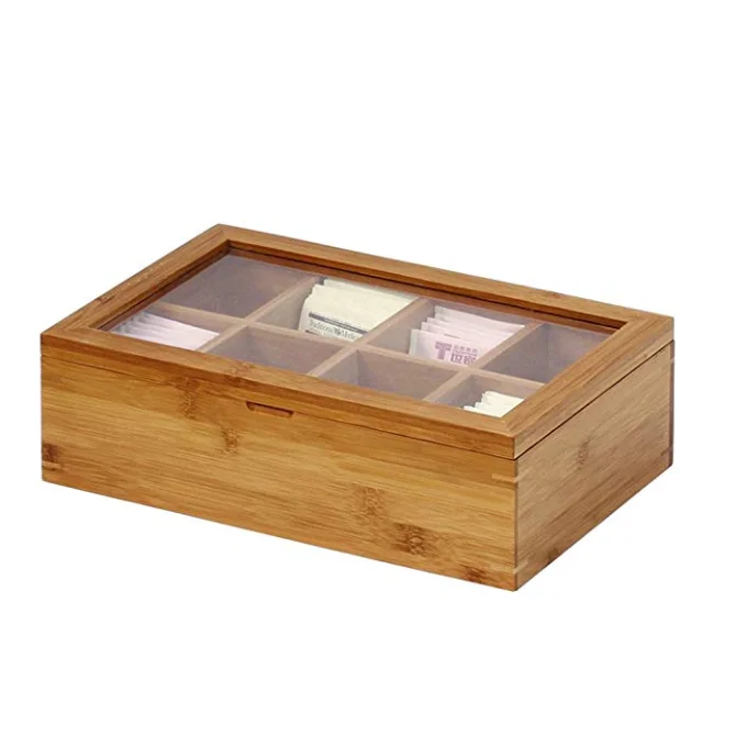 wood tea box with lid