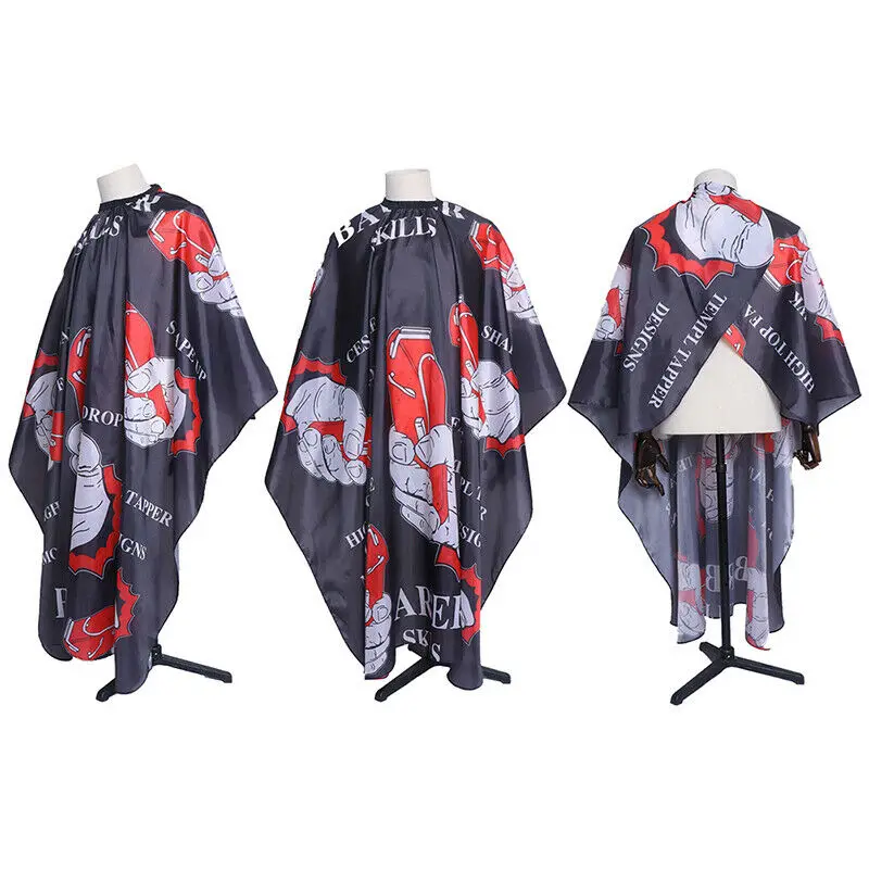 

Printed Hair Cutting Salon Sublimation Waterproof Fabric Model 2020 Adult Black Barber Cape For Salon Hair Cutting Use Cape, As pictures shown