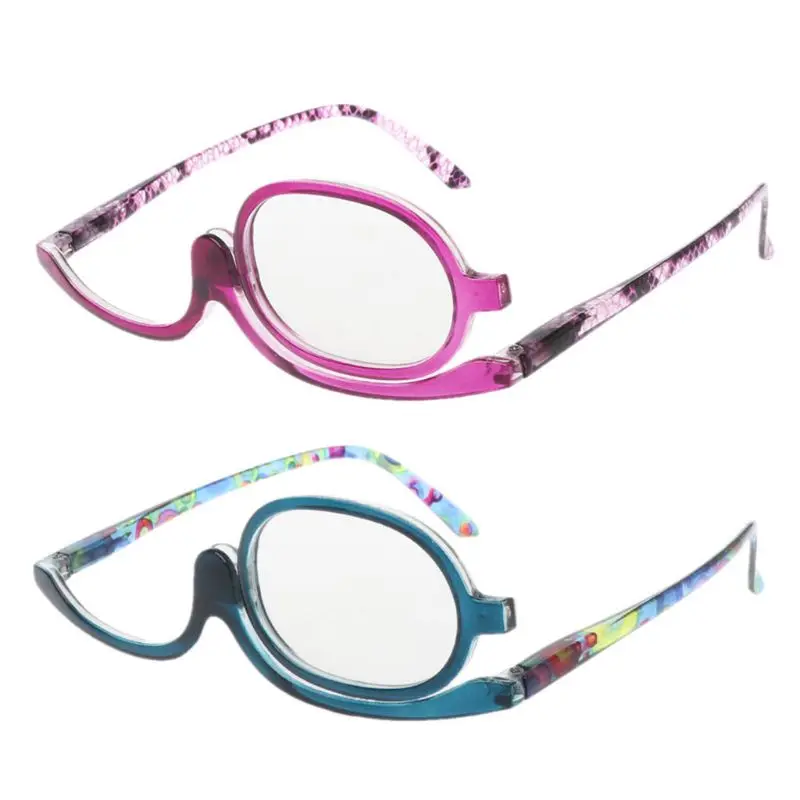 

2020 Fashion Women Makeup Reading Glasses Rotatable Flip Makeup Glasses Presbyopic 1.00 To 4.0, Customize color