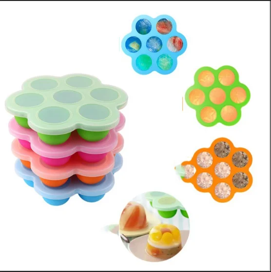 

Manufacturers wholesale Perfect Storage Container Silicone Baby Food Freezer Tray with Clip-on Lid for Homemade Baby Food, Pink,red , blue ,green