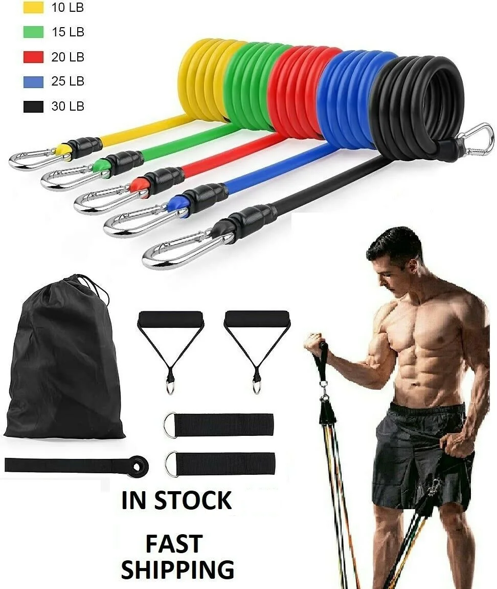 

Q1096 11Pcs Resistance Bands Home Workout Exercise Fitness Training Gym TPE Tube Exercise Band