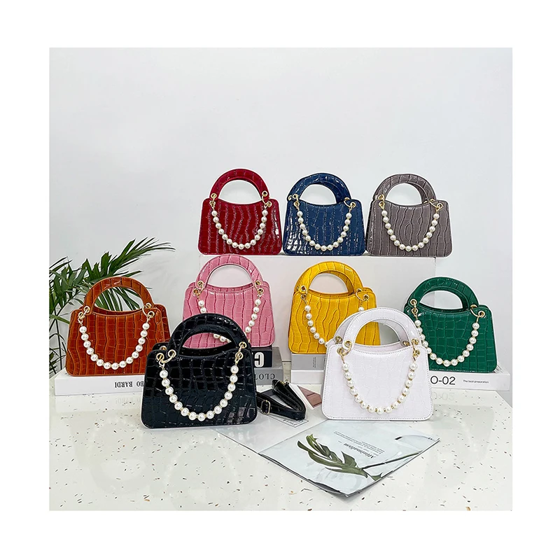 

New European Retro Women Handbags 2022 Fashion Stone Pattern Shoulder Bags Luxury Pearl Tote Patent Leather Crossbody Bags
