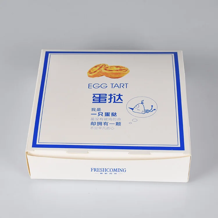 High Quality Eco Friendly Compostable Degradable Kraft Paper Food Packaging box for egg tart