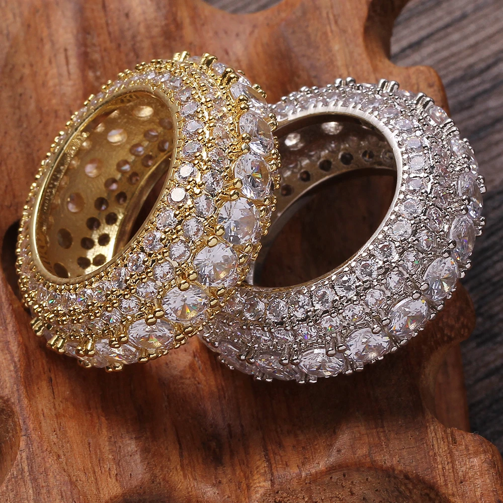 

R022 Men's Ring Brass Gold Silver Color Cubic Zircon Iced RING Fashion Hip Hop Jewelry