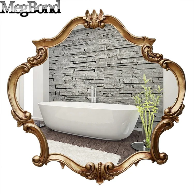 

Antique gold curve decorative art mirrors for bathroom