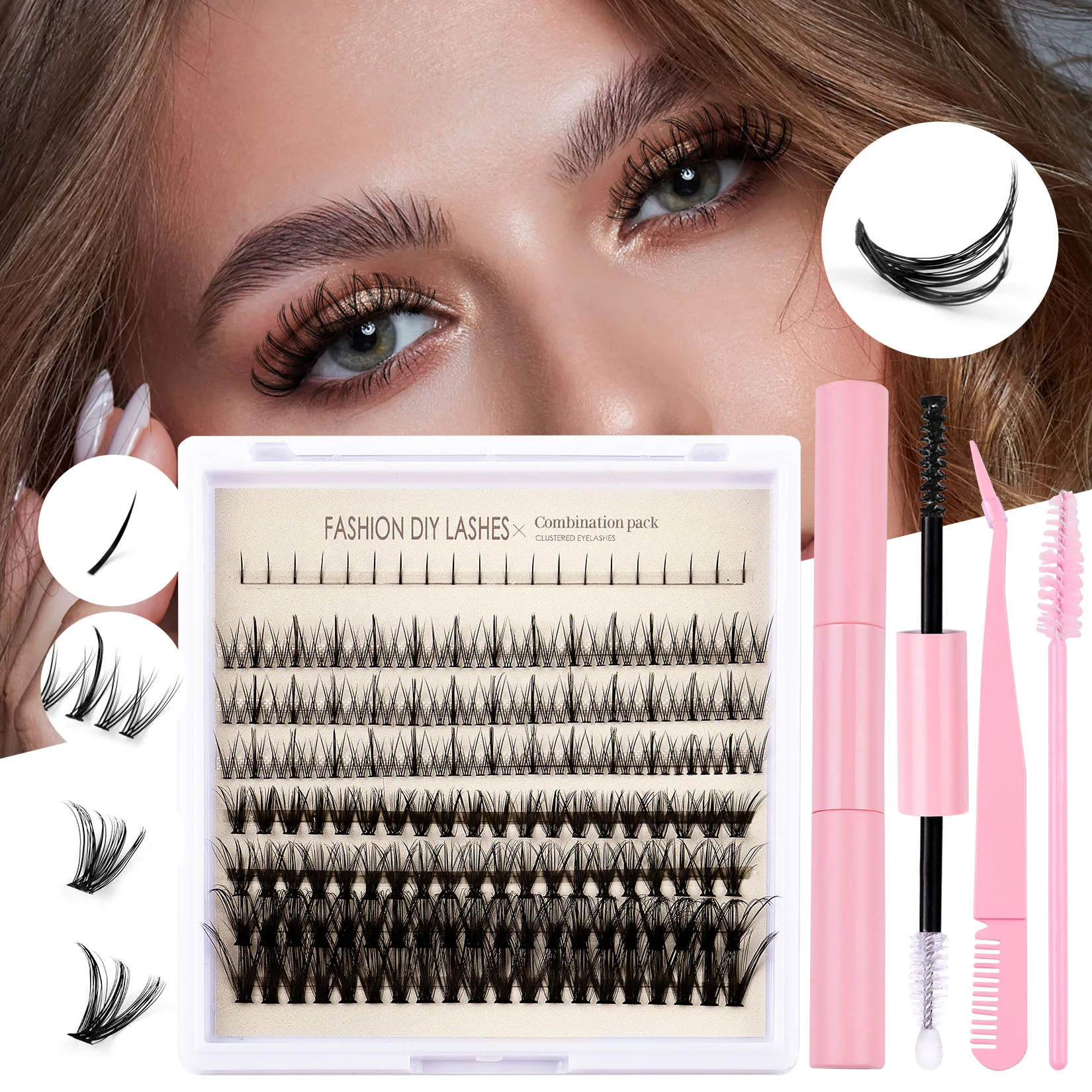 

DIY Clusters Eyelash Extension Mix Individual Lashes Volume Natural Segmented Eyelash Bundles Makeup Supplies