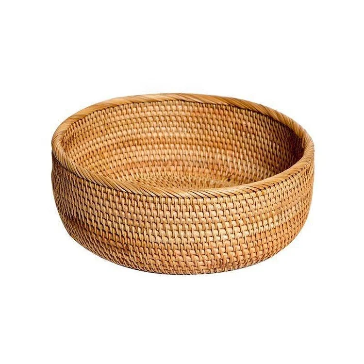 

Hot Sale Handmade Bread Candy Key Wallet Storage Tray Small Rattan Basket, Natural color