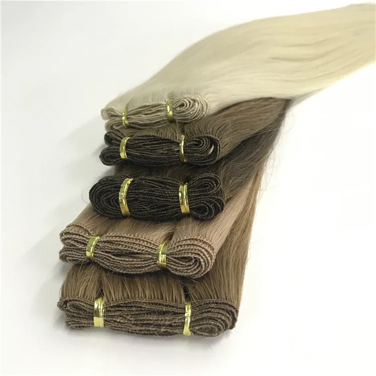 

Blonde Hand Tied Hair Weft 100% Russian Remy Hair Extensions Factory Direct Supply