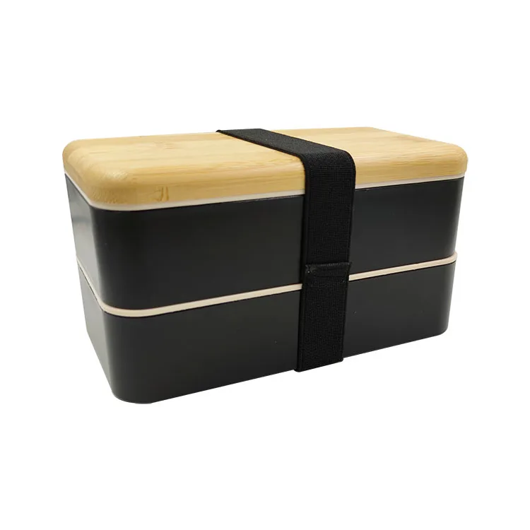 

Eco 2 Layers Compartments Bamboo Lid Tiffin Lunch Bento Box With Cutlery