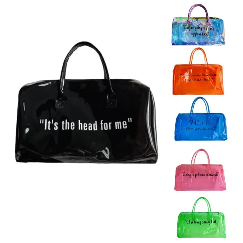 

womens customized OTW to PoundTown travel waterproof colorful transparent duffle bag pvc clear duffle bag