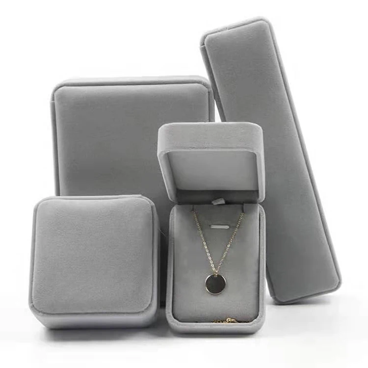 

Velvet Fabric ring package High Quality luxury custom gift Jewelry box, Grey